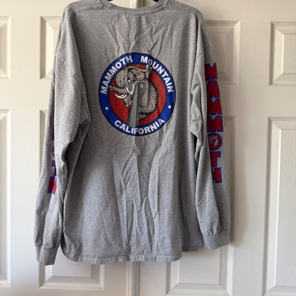 Mammoth Mountain California Long Sleeve T-Shirt 2XL Graphic Tee Spellout Sleeve